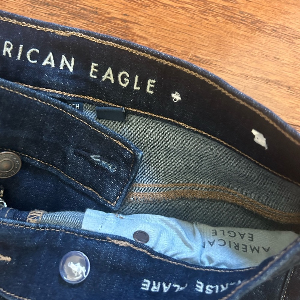 American Eagle Next Level Stretch Super Hi Rise Flare Jeans 4R - Picture 3 of 12